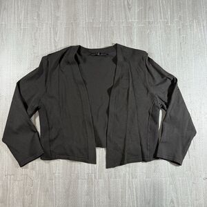 White House Black Market Black Cardigan Sweater Coverup Ribbed Sides Size Large